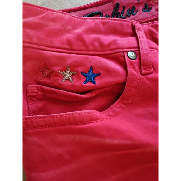 Robin's Red Label Jeans Men's Sz 31 Red New Biker Distressed Embroidered Stars - Picture 5 of 12